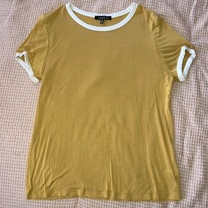 Mustard Yellow / White ringer tee shirt